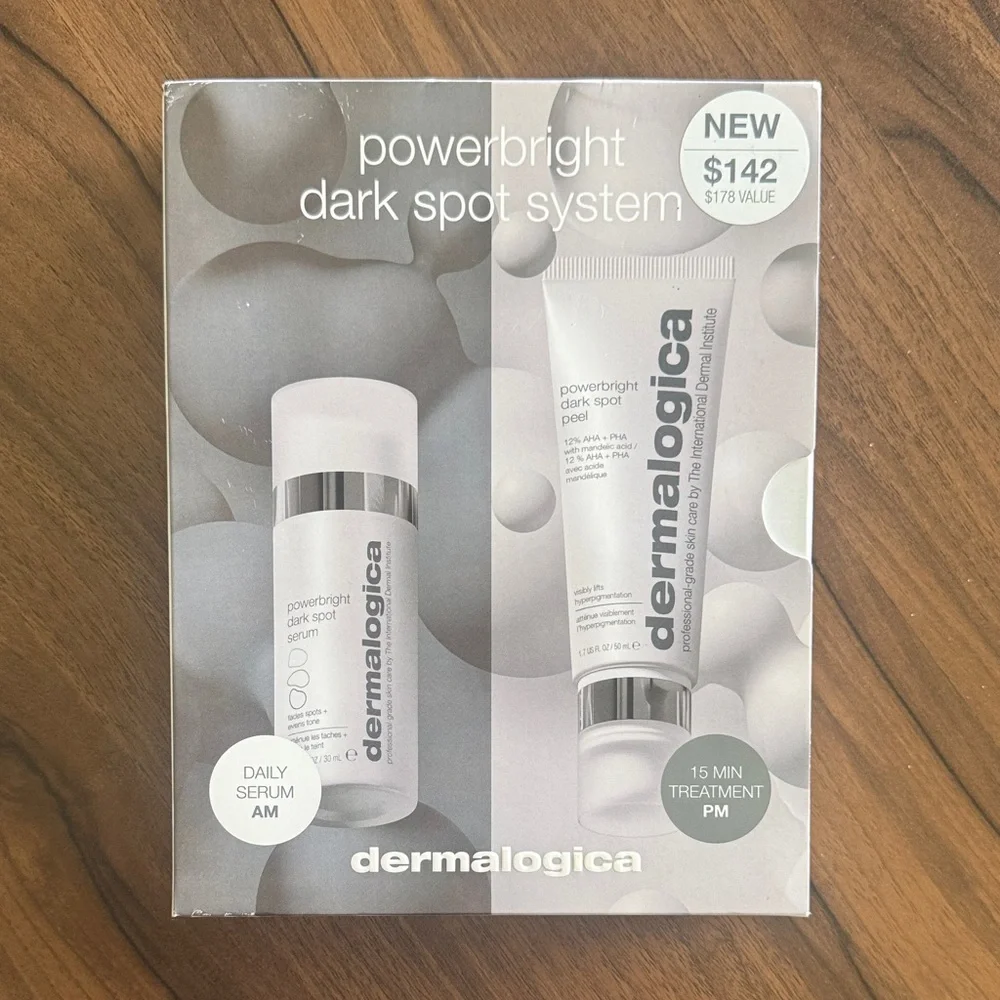 dermalogica NWT Powerbright Dark Spot System Kit serum & peel combo